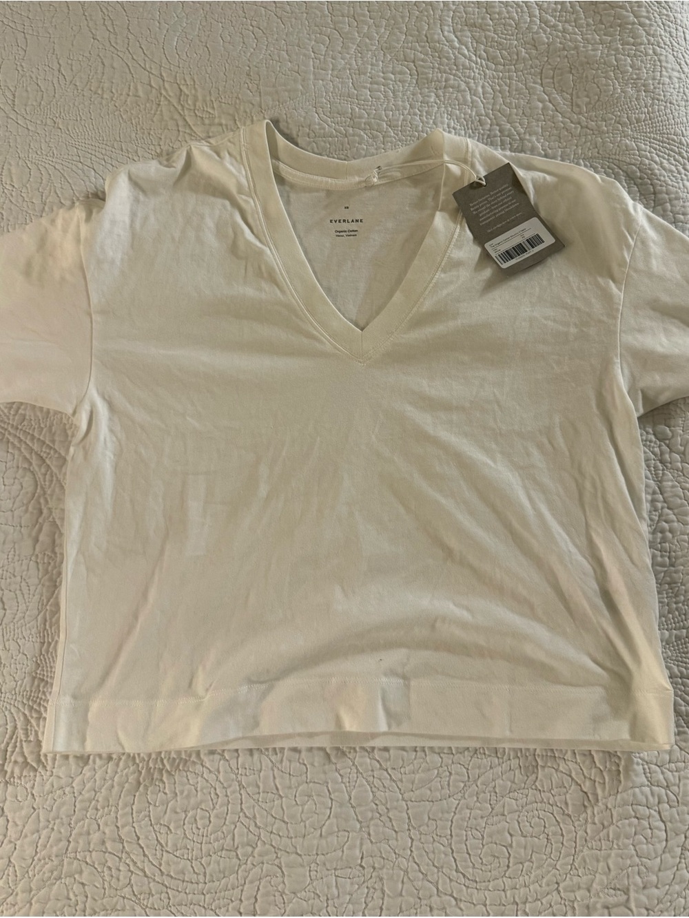 Everlane Organic Cotton Slouchy V-Neck T-Shirt White NWT XS